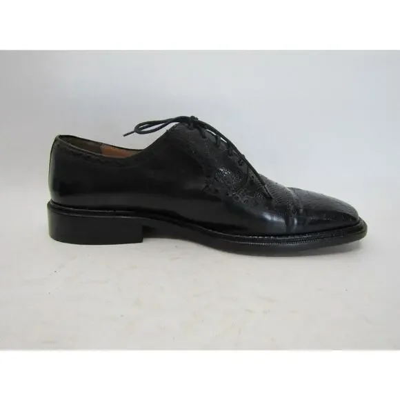 Mezlan Mens Size 9.5 M Black Leather Ostrich Leg Oxford Dress Shoes